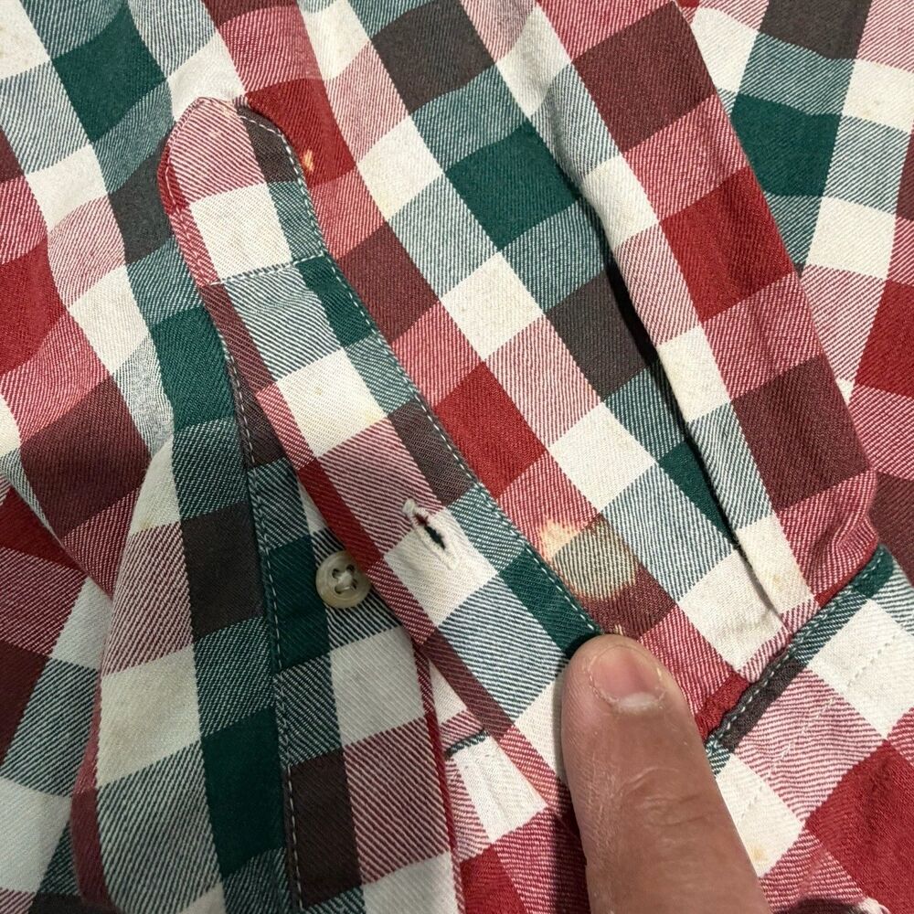 Dockers Mens Long Sleeve Plaid Button-Up Shirt Size L Red Green Cotton - Picture 5 of 10